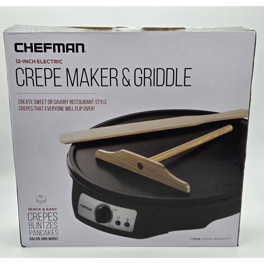 Chefman 12″ Electric Crepe‎ Maker & Griddle Pancakes Blintzes RJ33-C
